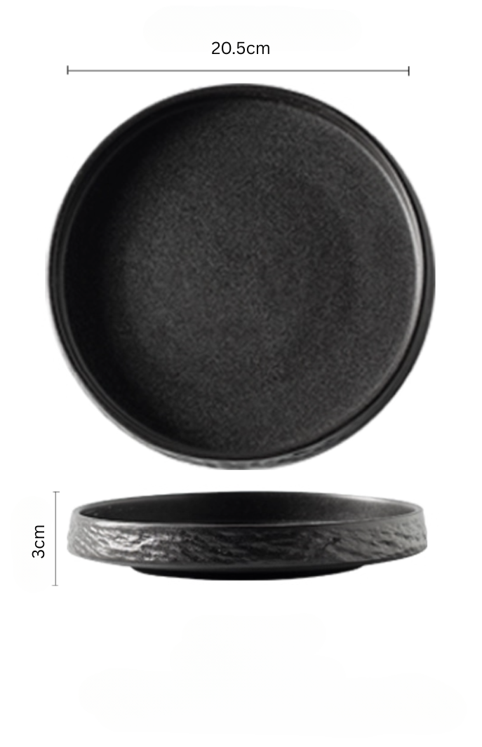 Black Deep Plate 20.5 cm β versatile bowl, perfect for soup or pasta, high-fired porcelain finish
