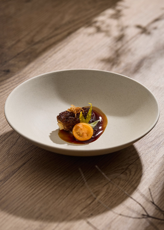 Simple Palette Deep Plate – Clay Series, angled view showing depth and rim