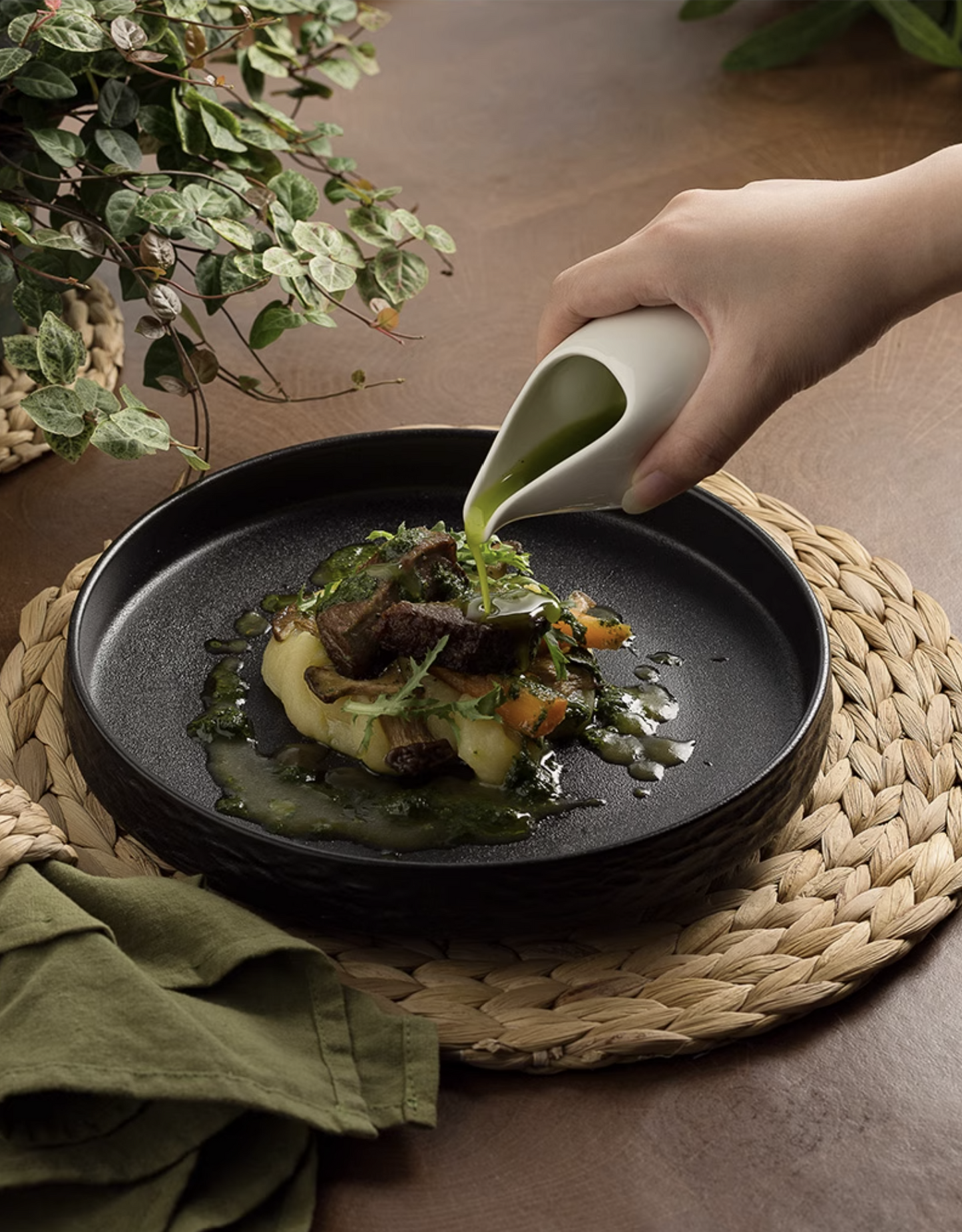 Stacked deep plates showing depth and texture β durable porcelain dinnerware Singapore