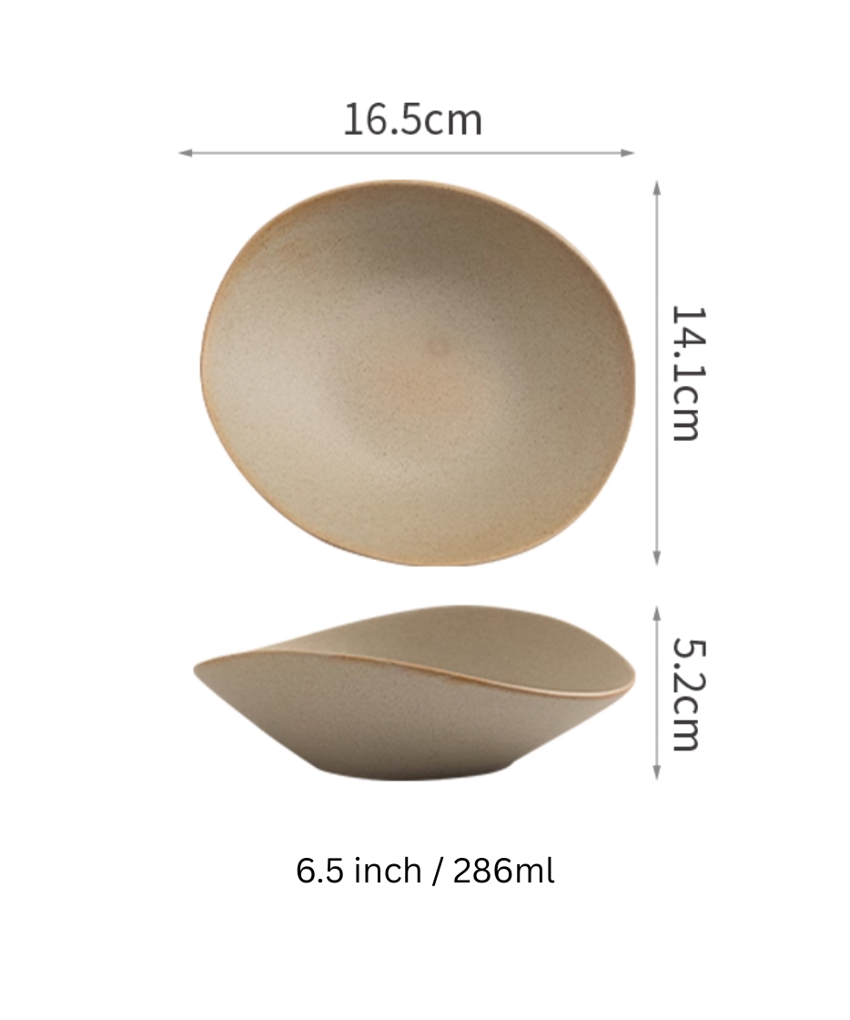 Deep Plate -Clay Series (Tan, Organic Shape)