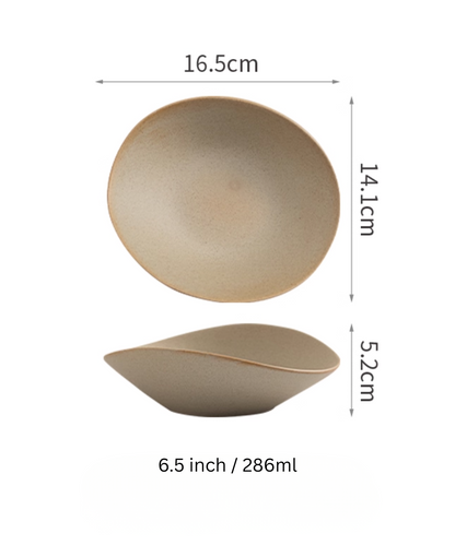 Deep Plate -Clay Series (Tan, Organic Shape)