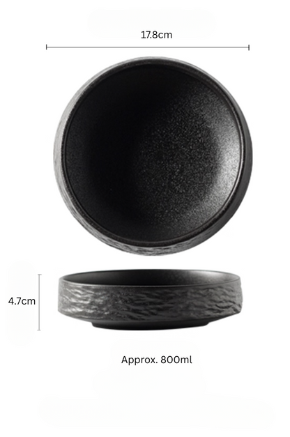 Black Deep Plate 17.8 cm – deep size for side or dessert, matte porcelain design, Singapore tableware