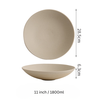 Simple Palette Deep Plate – Clay Series, top view, 22cm wide ceramic plate