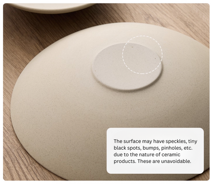 Lifestyle shot: Simple Palette Deep Plate – Clay Series in dining setting bottom view