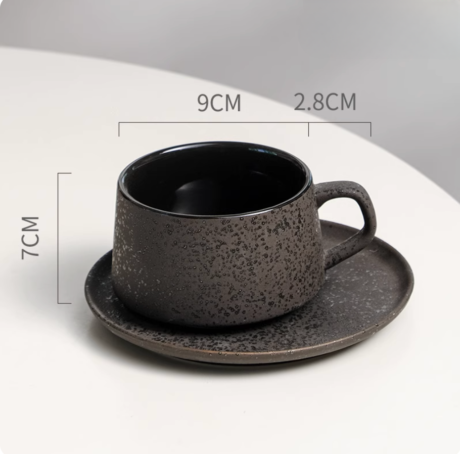 Ceramic coffee cup with saucer plate Type A - handcrafted dinnerware for cafes