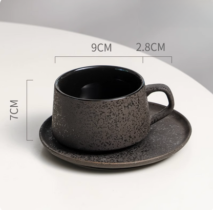 Ceramic coffee cup with saucer plate Type A - handcrafted dinnerware for cafes