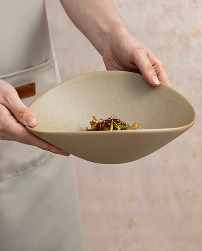 Deep Plate -Clay Series (Tan, Organic Shape)