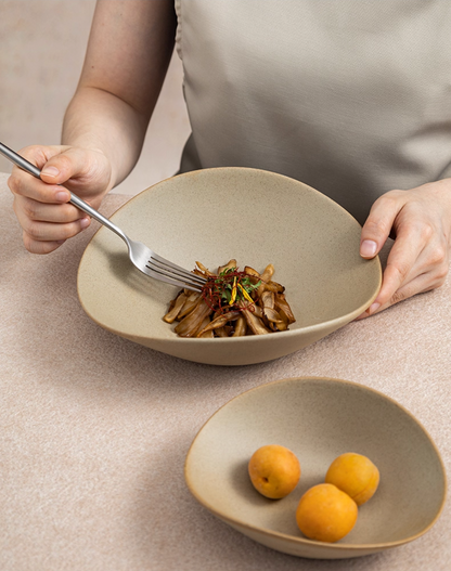 Deep Plate -Clay Series (Tan, Organic Shape)