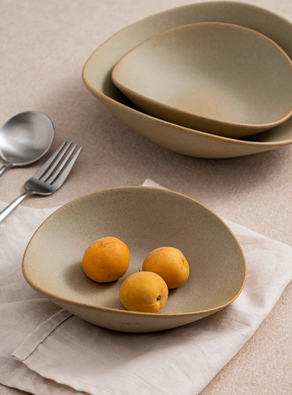 Deep Plate -Clay Series (Tan, Organic Shape)