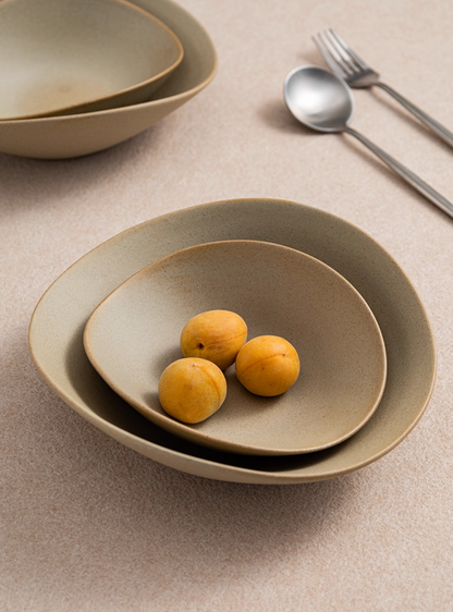 Deep Plate -Clay Series (Tan, Organic Shape)