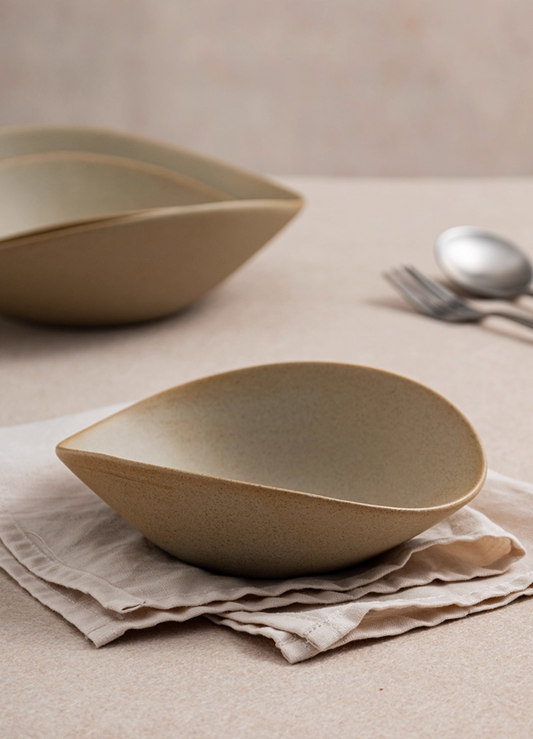Deep Plate -Clay Series (Tan, Organic Shape)