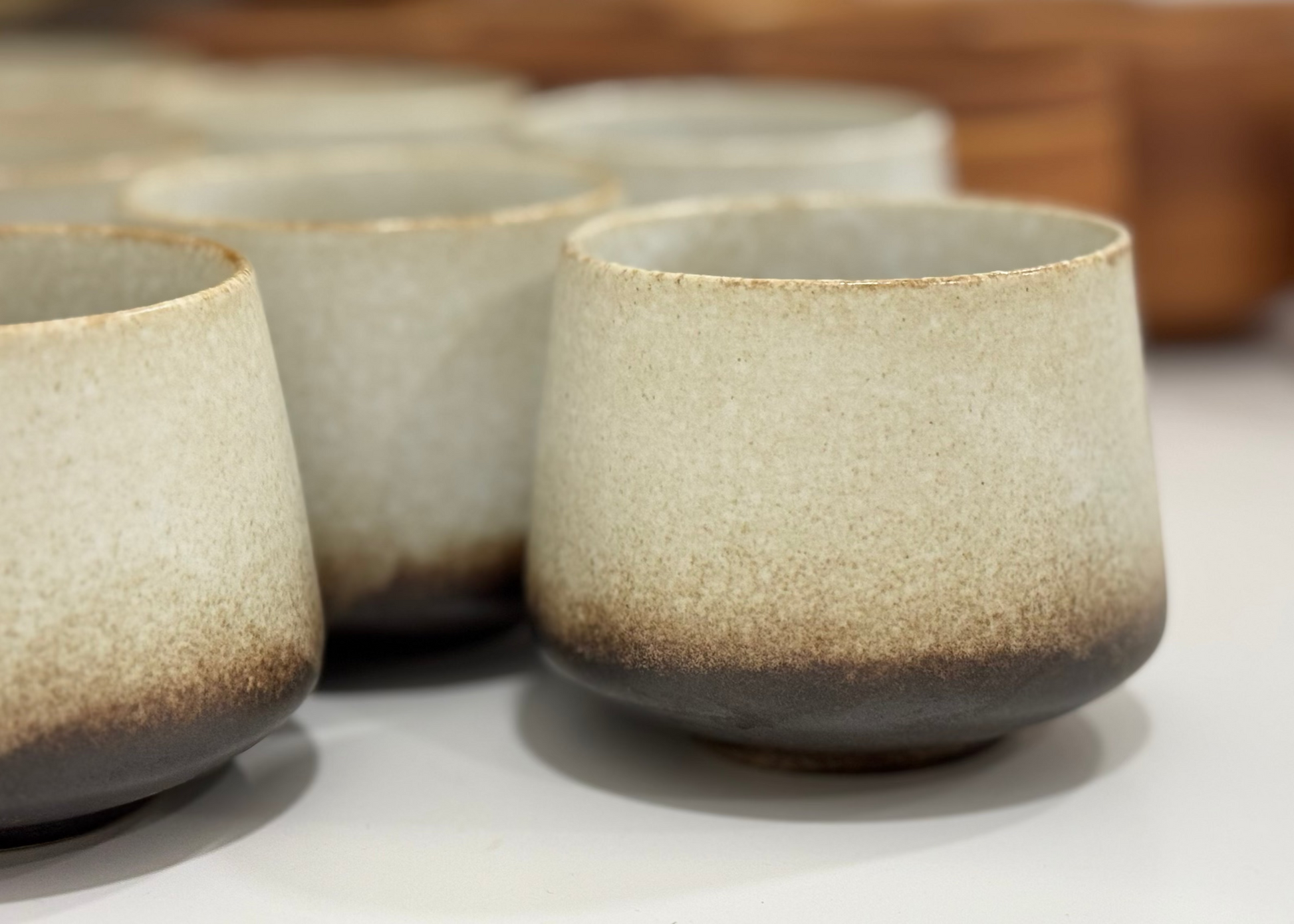 Gradient glazed ceramic coffee cup without handle – handmade pottery Singapore