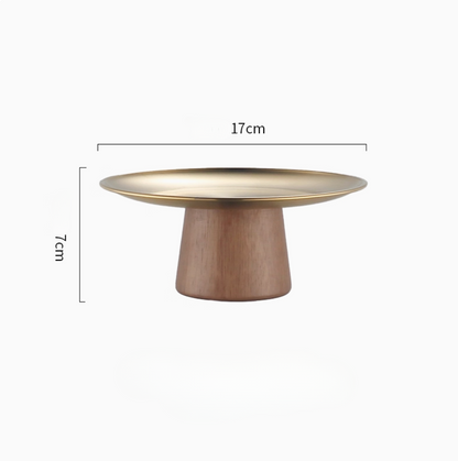 Small gold color serving platter stand 17cm perfect for restaurant and café use artisanal quality