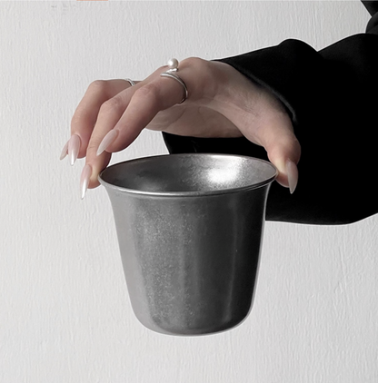 Stainless steel cup styled for Singapore café restaurant modern dining experience