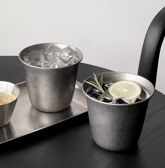 Premium stainless steel cup handcrafted artisan dinnerware Singapore restaurants cafés